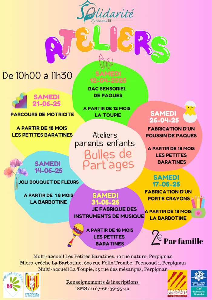 Programme des ateliers Bulles de partage 2025 1er semestre