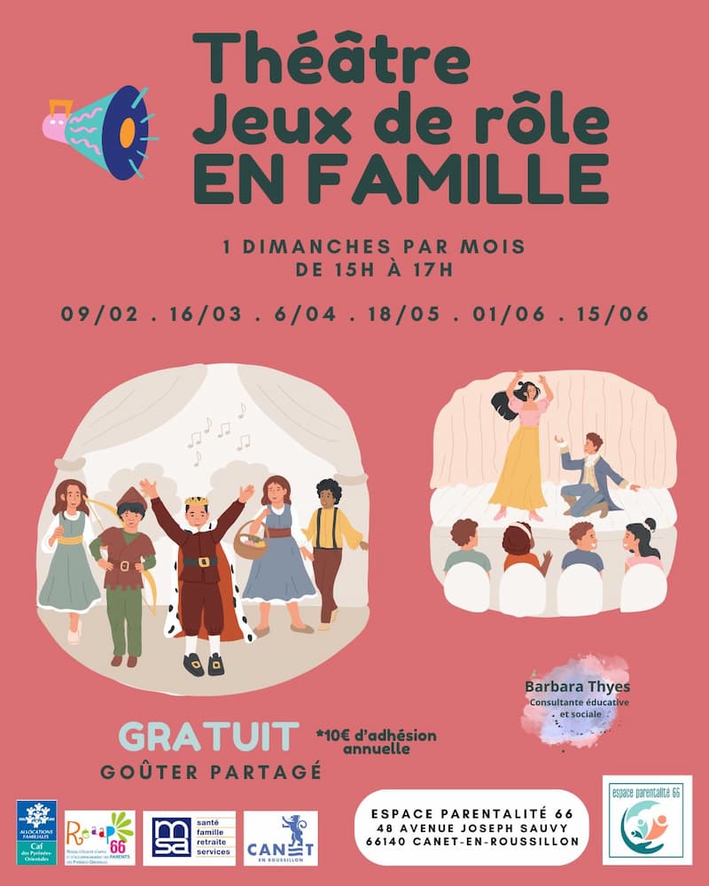 Programme des ateliers jeux de rôle en famille du 1er semestre 2025