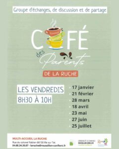 Programme du Café des parents de La Ruche à Ille sur têt