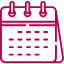 Icône rose d'un calendrier représentant l'agenda.