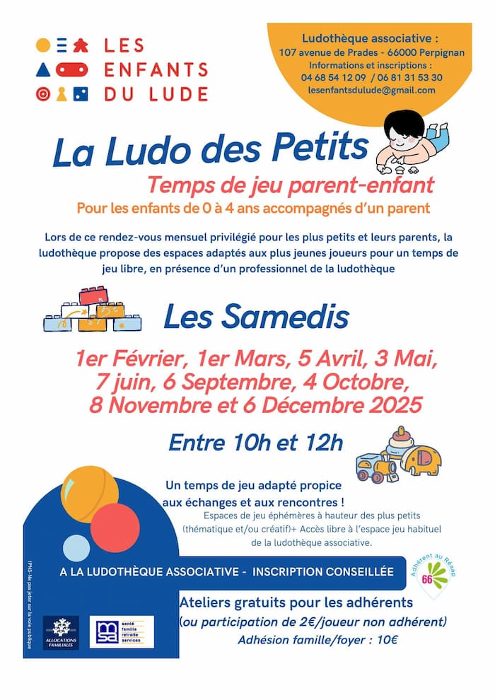 programme de la ludothèque dédiée aux tout petits et leurs parents